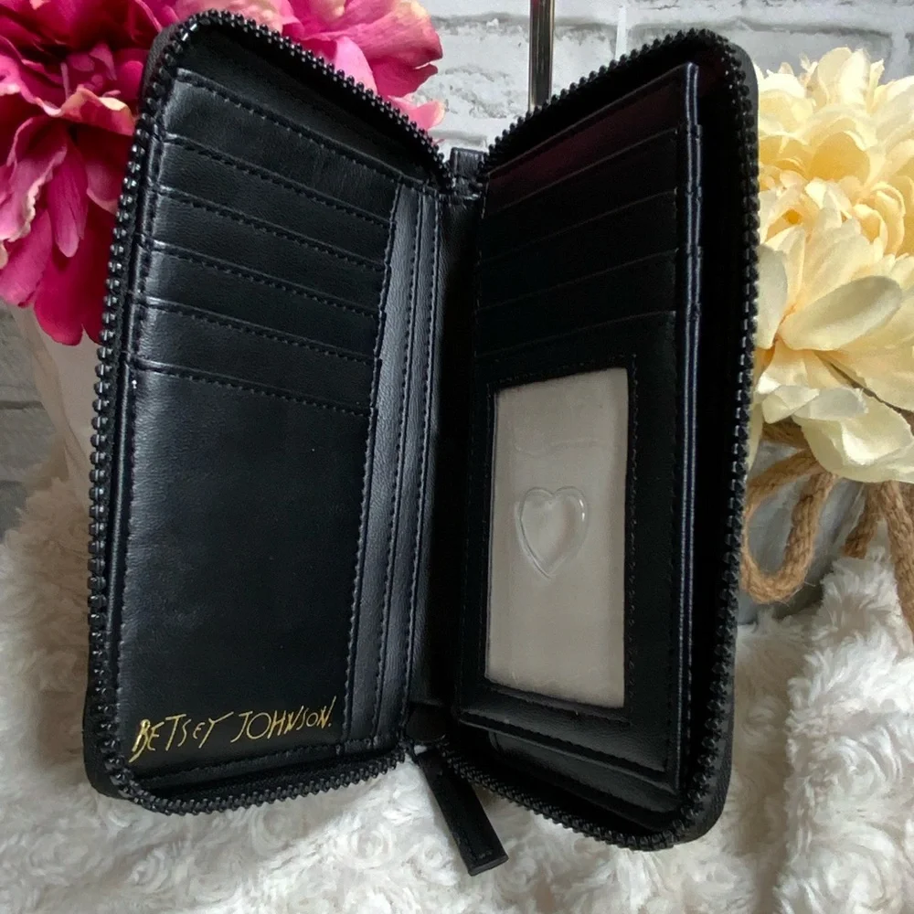 Betsey Johnson Black Heart Quilted Wallet
